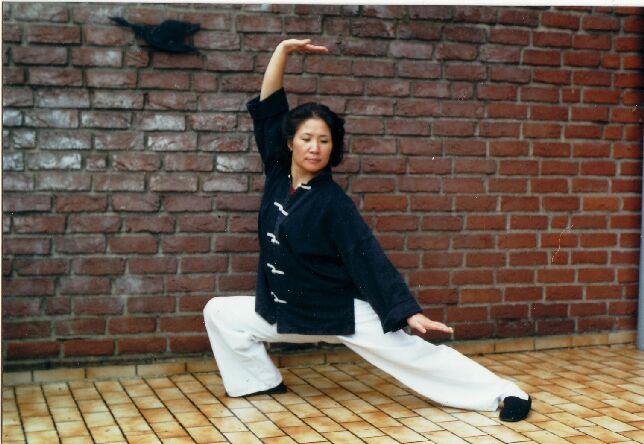 Ocka Song zeigt die Tiefe Position : Schlange und Kranich. Tierfiguren im Shaolin des Tao-Chi