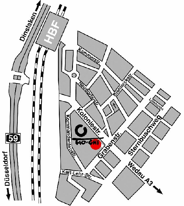 Lageplan. Tao-Chi, unser Dojo in Duisburg-Neudorf - so finden Sie Ihren Weg zu uns